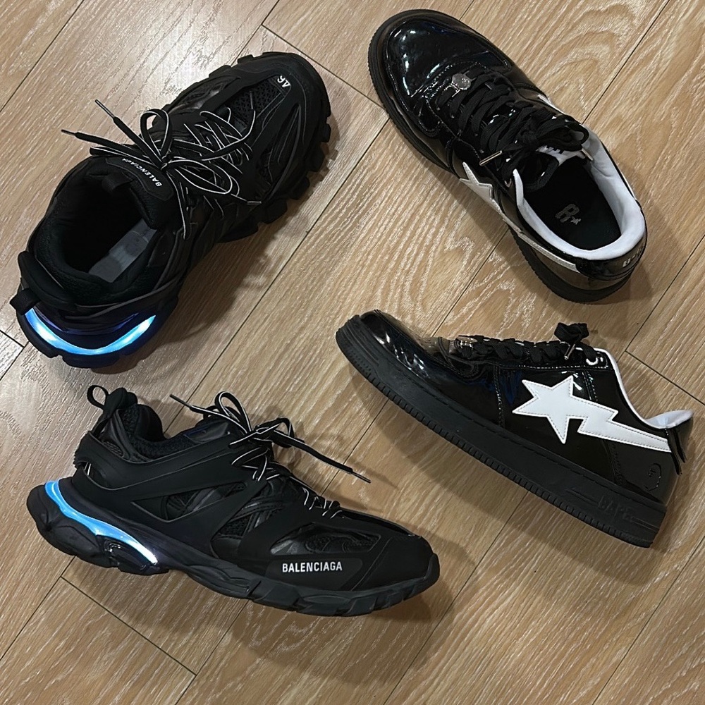 Balenciaga Men's Black and White Sneakers